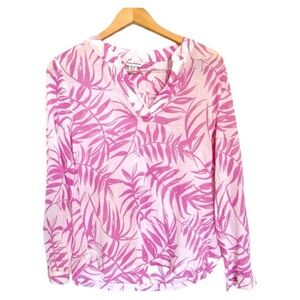 Tommy Bahama Printed lightweight Blouse Top Roll Up‎ Sleeves Size XS